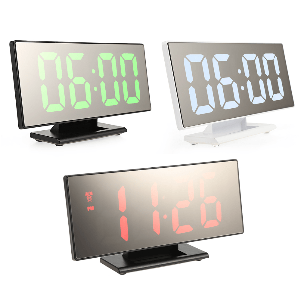 Digital Alarm Clock Mutifunction LED USB Charging Mirror Alarm Home Decor Desk Clock