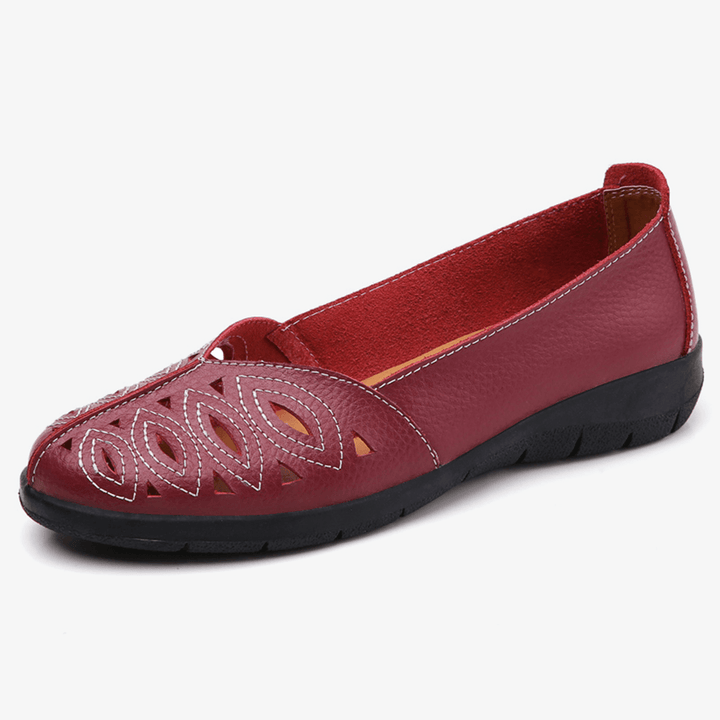 Women Stitching Flower Hollow Non Slip Casual Slip on Loafers