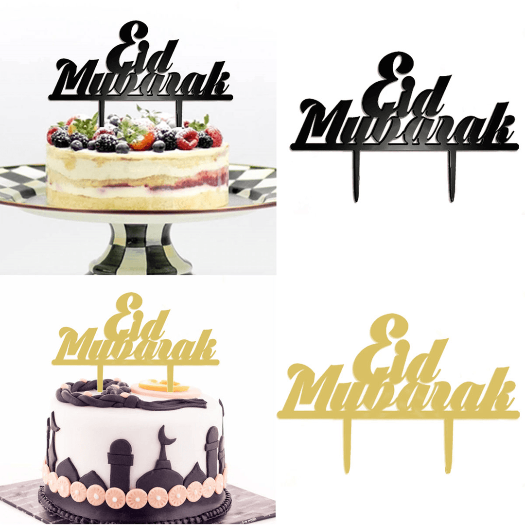 Eid Mubarak Ramadan Iftar Cake Topper Muslim Islam Hajj Cake Decor Black Gold Cake Decorations Cake Decoration Set Baking Tolls