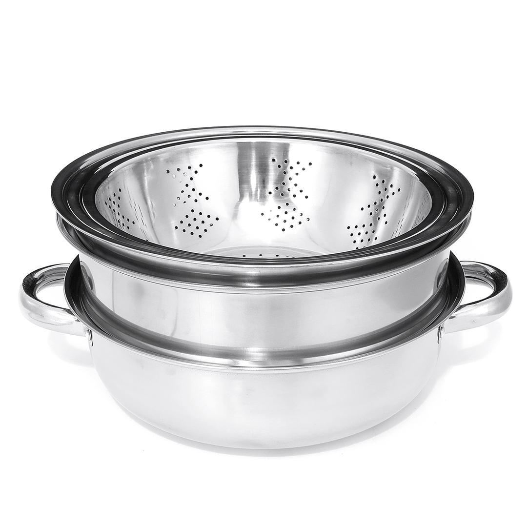 6Pcs/Set Stainless Steel Outdoor Cookware Combination Pot Anti-Corrosion Lightweight Steamer Fruit Basin for Camping Hiking Household