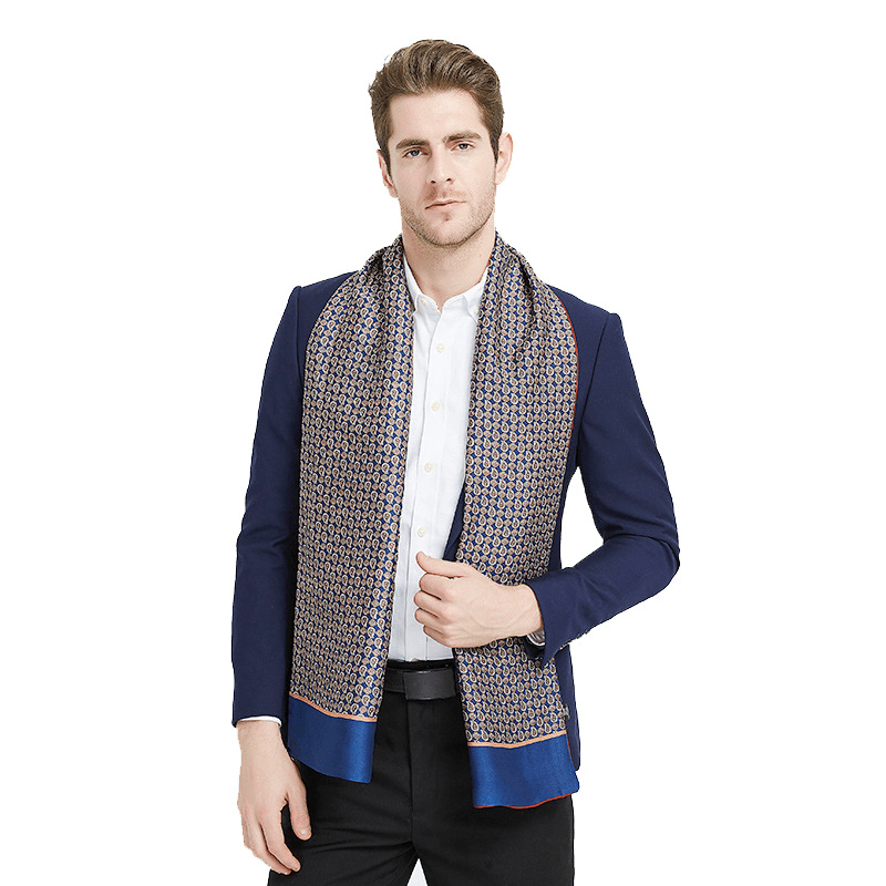 Double-Sided Scarf Silk Men'S Silk Scarf Long