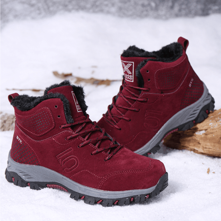 Women Casual Warm Lining Thick Sole Lace up Ankle Snow Boots