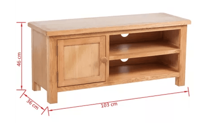 Solid Oak Wood TV Cabinet with Two Convenient Cable Outlets Brown 40.6"X14.2"X18.1"