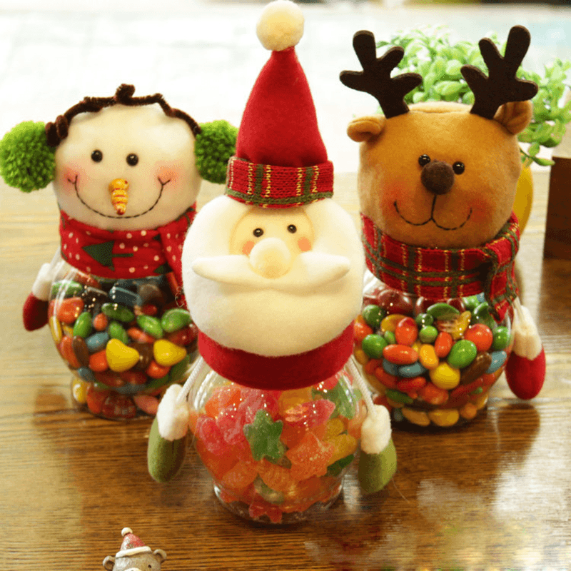 Christmas 2017 Candy Jar Santa Claus Snowman Elk Kids Christmas Gift Christmas Desktop Ornaments