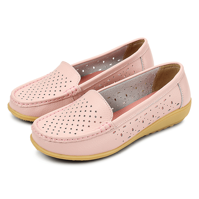 Women Casual Hollow Out Soft Comfortable Summer Slip on Outdoor Flats Loafer Shoes