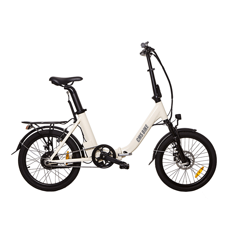 CMSBIKE CMSTD-20ZG 7.8Ah 250W White 20 Inches Folding Electric Bicycle 32Km/H 30-45Km Mileage Double Dics Brake LCD Displayer Electric Bike