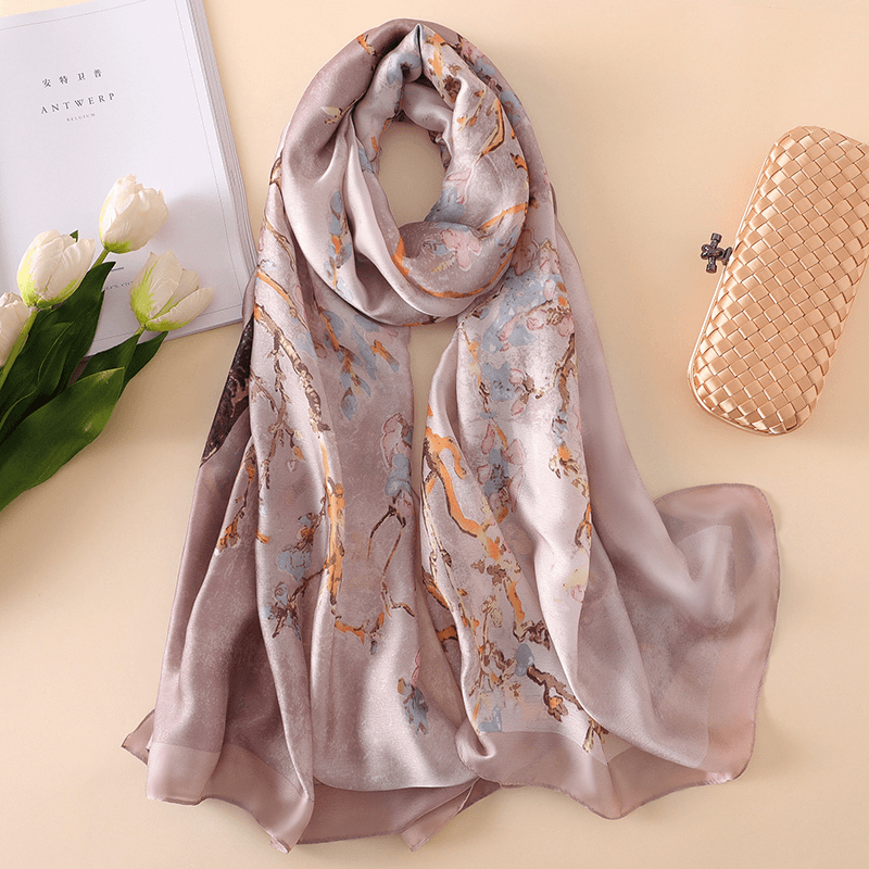 Fashionable Women'S Simple Printed Thin Silk Scarf