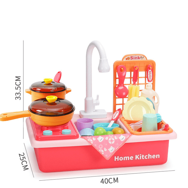 Children'S Kitchen Toy Set Simulation Dishwasher with Stove Circulating Water Sink