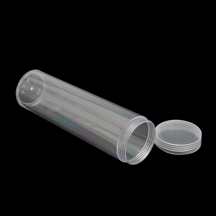 10Pcs/Set 25Mm round Clear Plastic Coin Tube Coin Holder Container for Quarter Dollar Storage Tube Screw