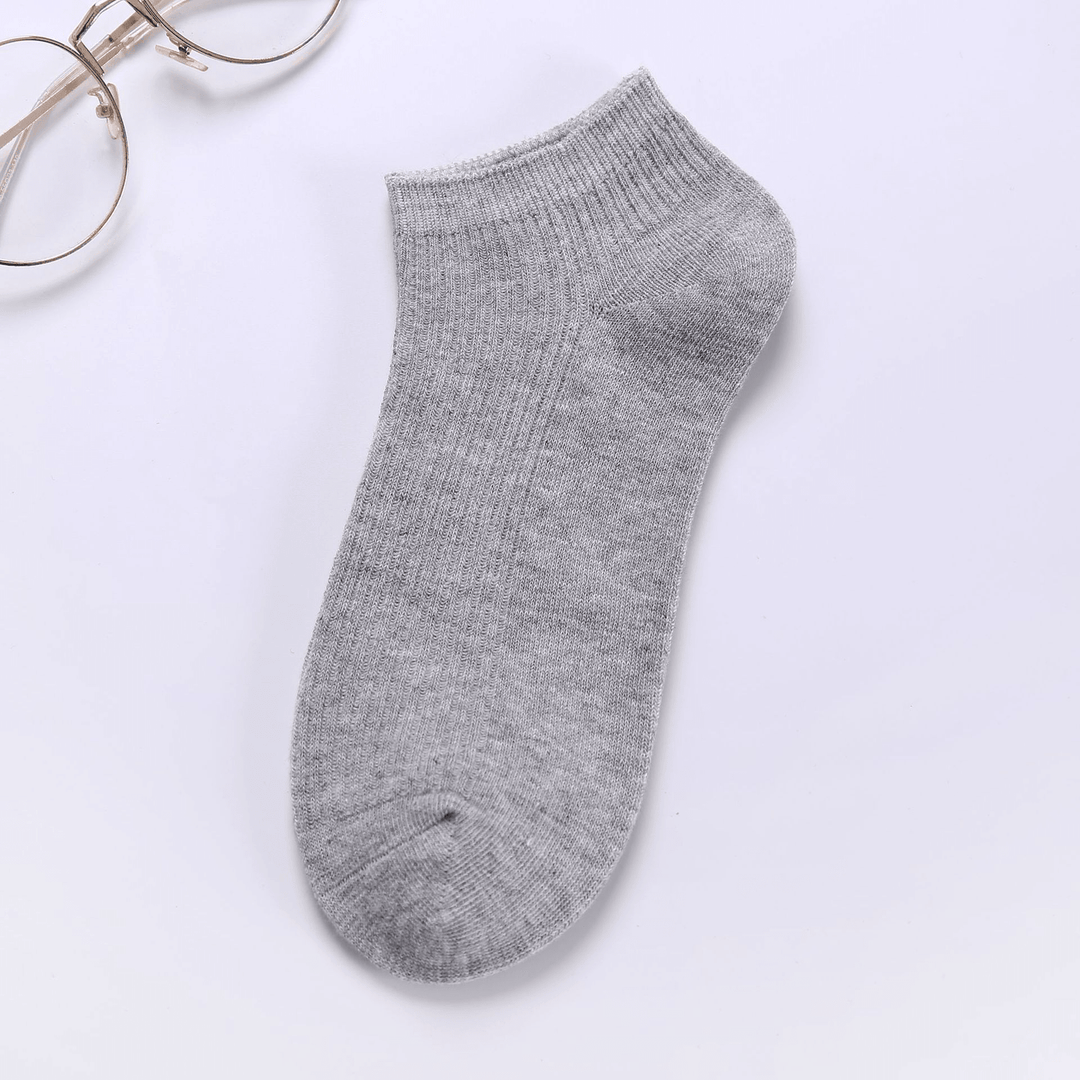 Men'S New Breathable Double Needle Boat Socks Men'S Socks Wild Solid Color Draw Socks Socks Cotton Sweat Socks - MRSLM