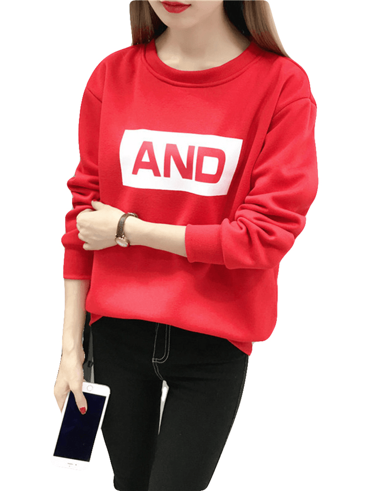 Letters Printed Long Sleeve O-Neck Sweatshirt - MRSLM