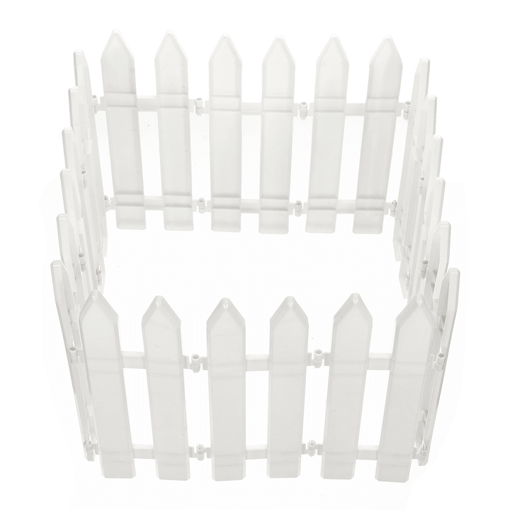 12PCS Plastic Fence Decorations White Home Christmas Xmas Tree Ornaments Miniature Border Grass Lawn Edge Fence