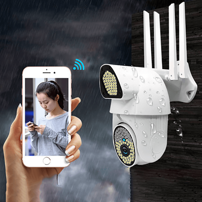 Xiaovv Security Camera Outdoor 135 LED Lights 360¬∞ 1080P View Wifi Home Surveillance Camera V380Pro APP Control with IP66 Weatherproof Moving Detection Color Night Vision 2-Way Audio Cloud Camera PTZ IP Camera