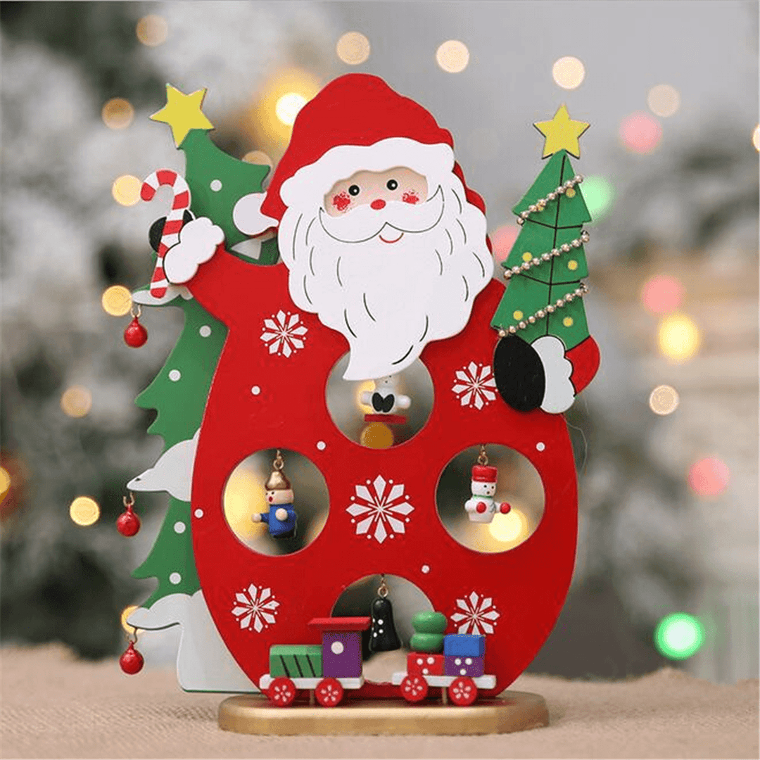 24*17CM Christmas Santa Claus Snowman Holiday Desktop Wooden Craft Decorations - MRSLM