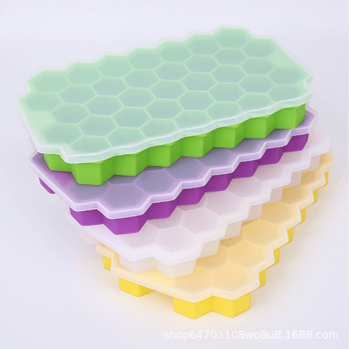 2Pcs 37 Grid Silicone Ice Tray Cube Stacable Mold Set DIY Honeycomb Shape Ice Cube Ray Mold Ice Cream Party Cold Drink Kitchen Cold Drink Tools