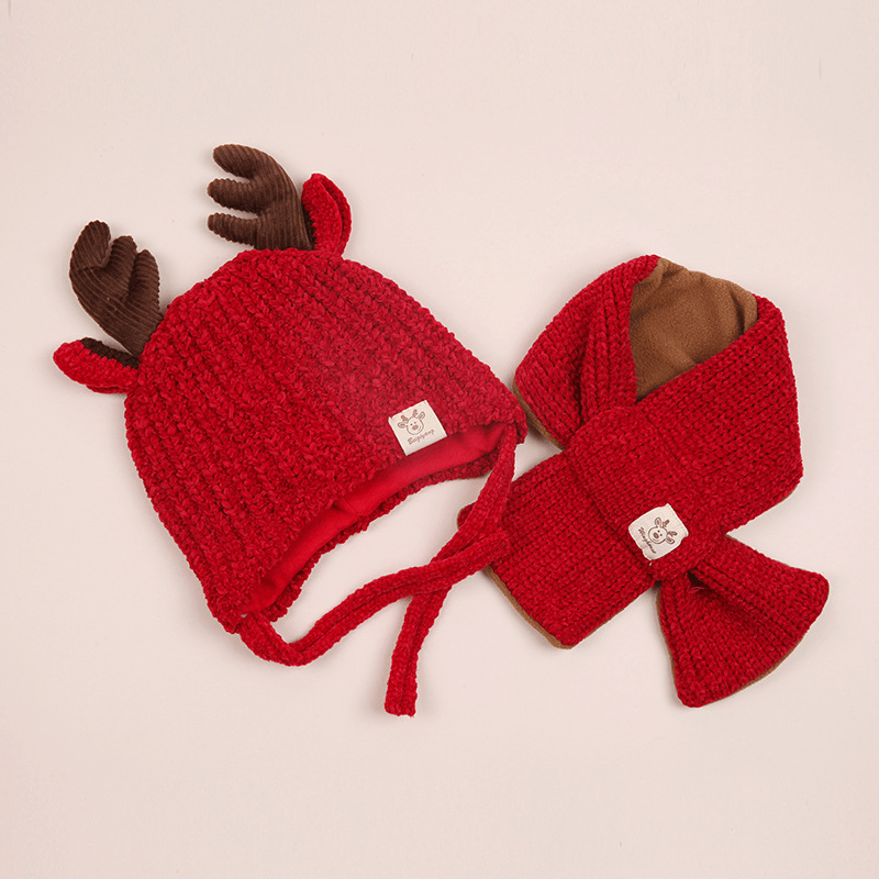 Infant plus Cotton Fawn Hat and Scarf Set - MRSLM