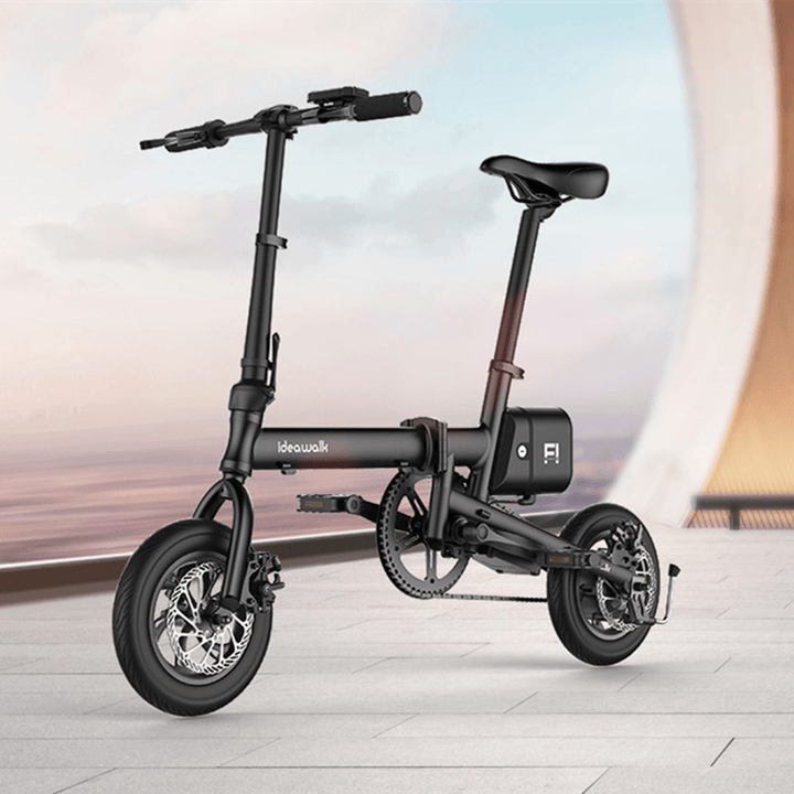 CMSBIKE F1 36V 250W Brushless Motor 12 Inches Black Foldable Electric Bike 25Km/H 60KM Mileage