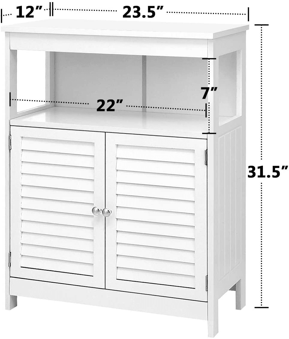 KINGSO Bathroom Storage Cabinet Free Standing Bathroom Floor Storage Cabinet with Double Shutter Door & Adjustable Shelf, Bathroom Organizer with 4-Tier Shelf for Bathroom Living Room (Espresso)