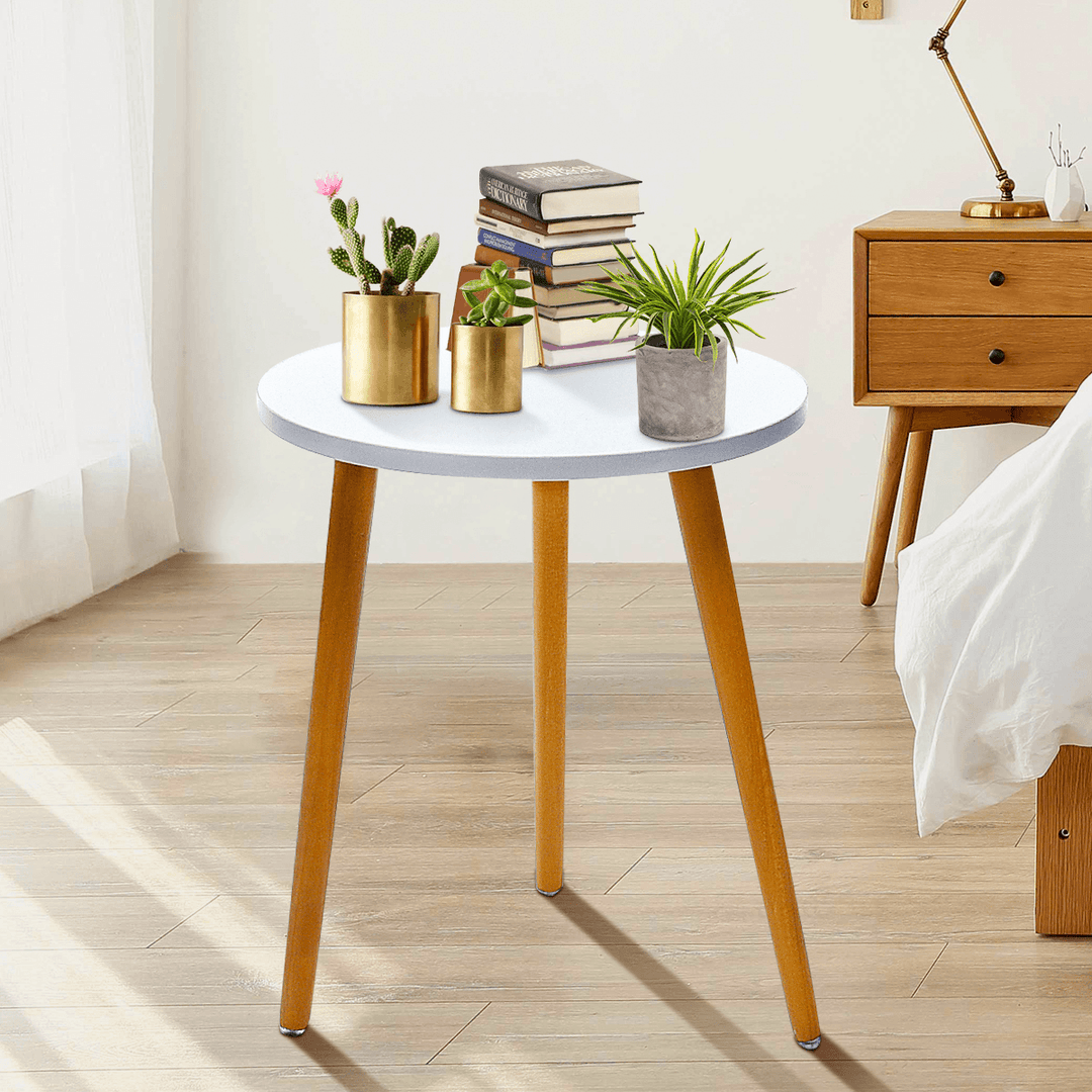 Mansifeier Mini round End Table Anti-Skid Smooth Desktop Solid Wood Durable for Living Room