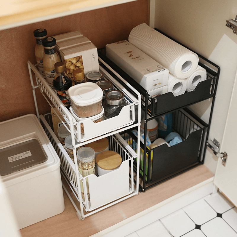 Bathroom Storage Rack Fridge Side Shelf 2 Layer Removable Kitchen Bathroom Organizer Shelf Gap Holder