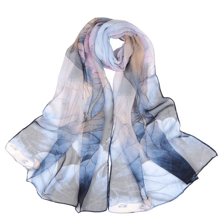 Summer Lotus Pond Moonlight Thin Silk Scarf