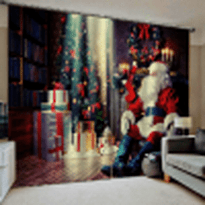 132*160Cm Christmas Printed Curtains Blackout Window Curtains for Living Room Christmas Decoration - MRSLM