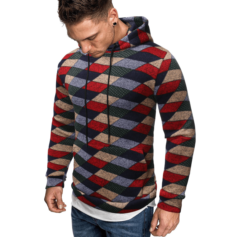 New Men'S Hip-Hop Christmas Plaid Hooded Sweater