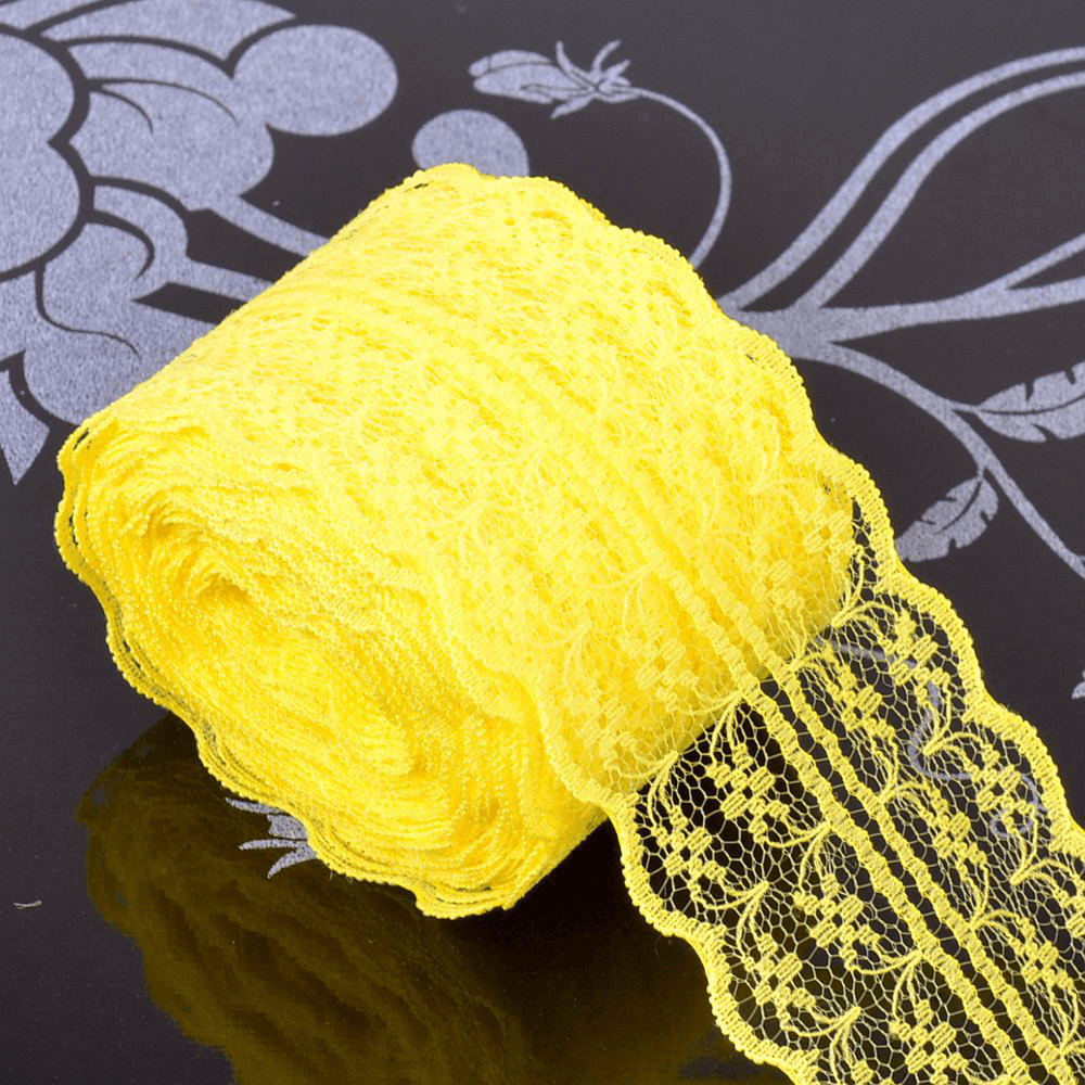 10 Yards 4.5Cm Multi-Color Lace Wide Ribbon DIY Crafts Sewing Clothing Materials Gift Wedding Lace Closure - MRSLM