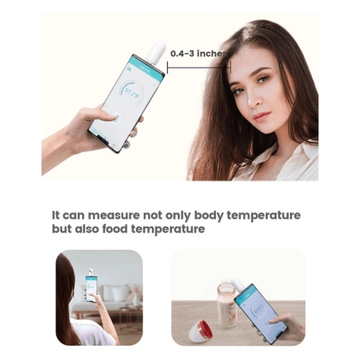 Thermodock Non-Contact Contactless Smart IR Infrared Sensor Forehead Body/Object Thermometer Replacement for OTG Function Android System with APP Control