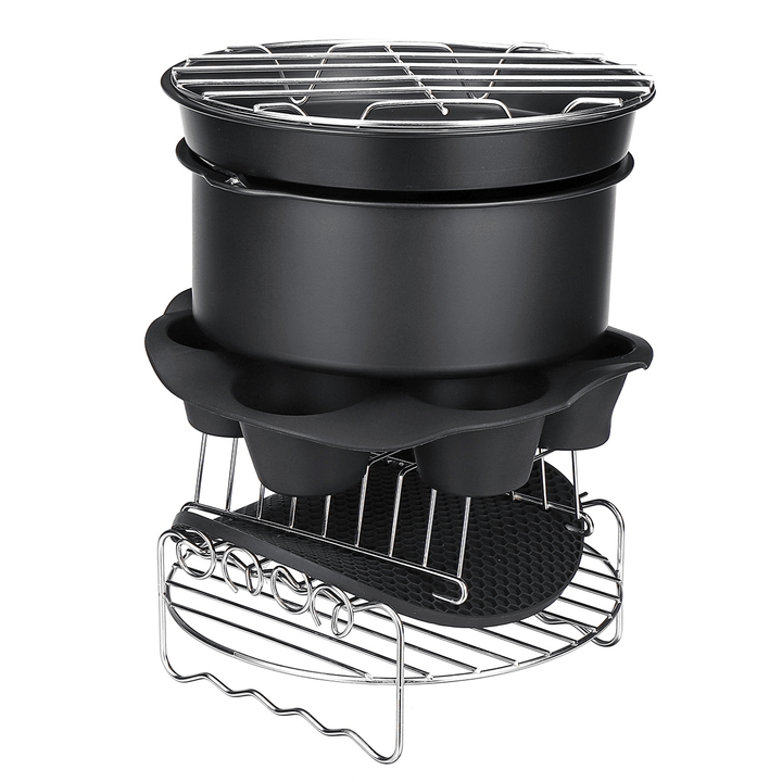 9Inch 12Pcs/Set Air Fryer with Baking Pad Pot Silicone Mat BBQ Grill Pan Multi-Purpose Cooking Accessories