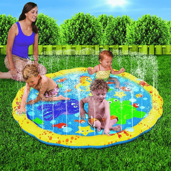 100CM Inflatable Children'S Lawn Splash Sprinkler Mat Play Pad with PVC Material for Outdoor