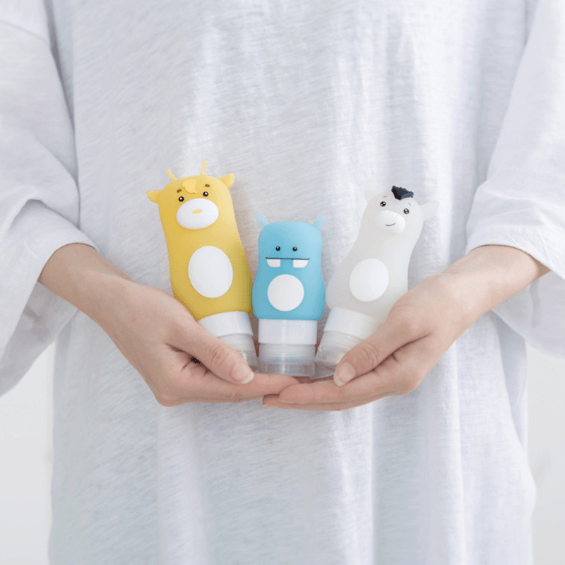 Home Bathroom Silicone Cute Animal Shape Portable Travel Shower Lotion Storage Bottle Shampoo Container - MRSLM