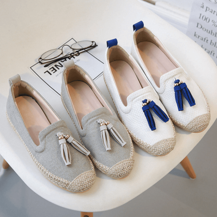 Tassel round Toe Slip on Flat Loafers for Women