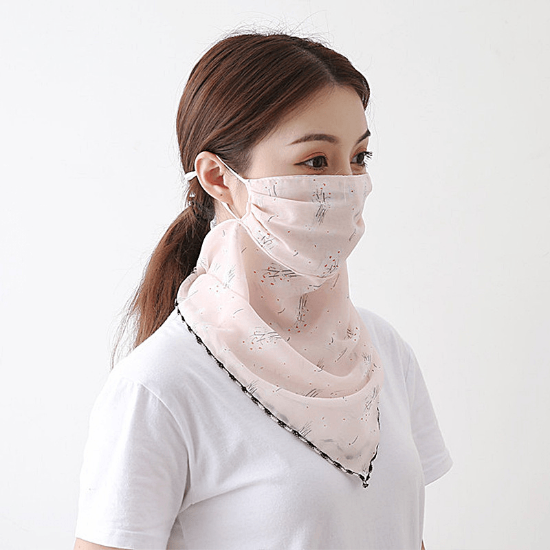 Fashion Printing Women'S Enlarged Neck Mask, Driving Sunshade and Sunscreen Mask