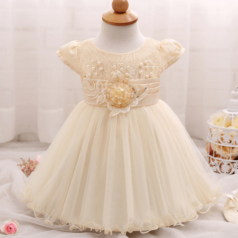 New Flower Lace Baby Skirt, Baby Baby Bright Pearl Children'S Dress, European and American Children'S Dress Wholesale - MRSLM