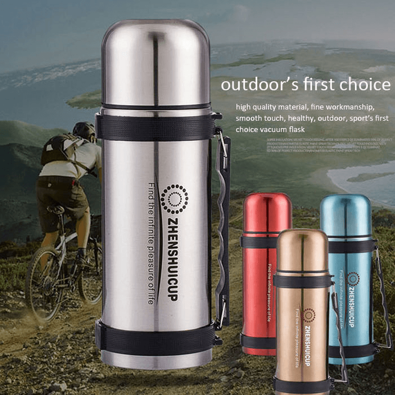 1.2L Large Outdoor Stainless Steel Travel Mug Thermos Vacuum Flask Bottle with Cup Bottles