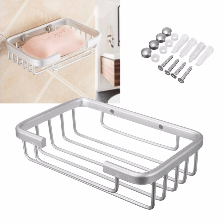 Space Aluminum Square Multifunctional Bathroom Space Saver Storage Soap Box 5 X 4 X 1Inches