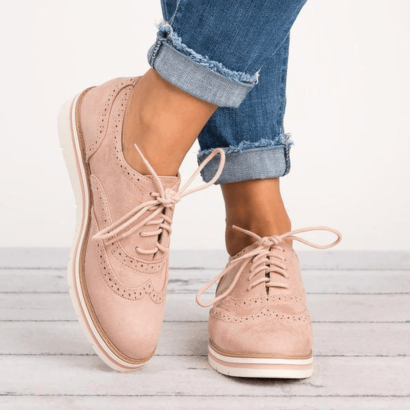 Women plus Size Brogue Lace up Soft Lace up Casual Oxford Loafers