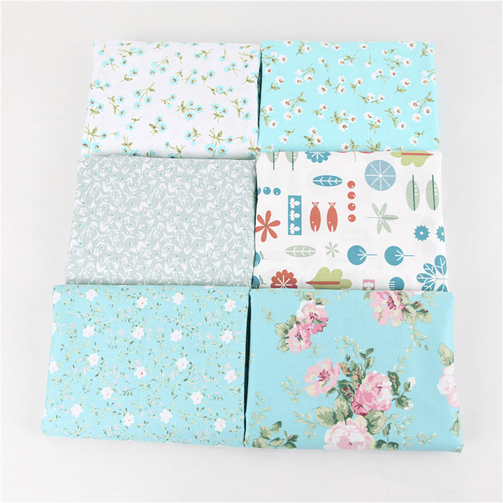 25 X 20Cm 6PCS Cotton Fabric Squares Quilting Printed Cloth for Patchwork Needlework DIY Handmade Material