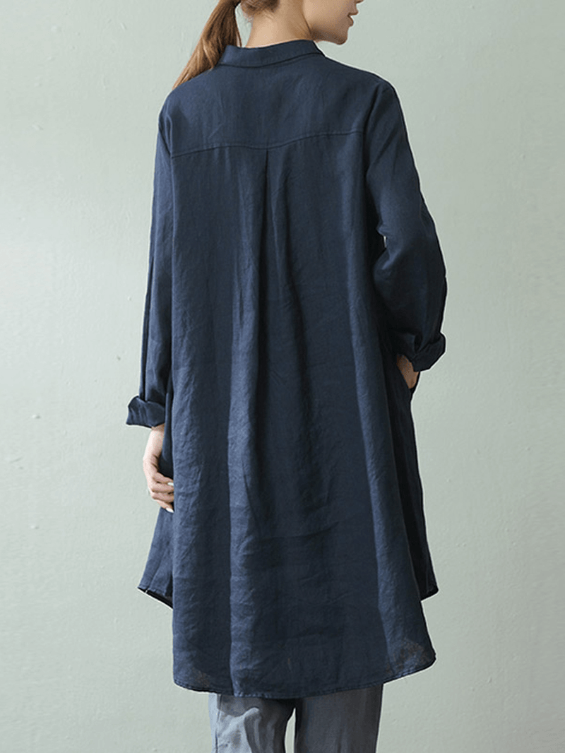 Women Lapel Shirt Dress