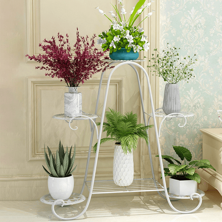 6-Layer Flower Stand Wrought Iron Plant Shelf Indoor Creative Art Rack