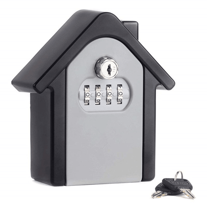 Aluminum Alloy Password Box Wall Mounted Key Lock Box 4 Digit Code Combination Key Storage Box for Realtor Construction Indoor Outdoor Room Escape