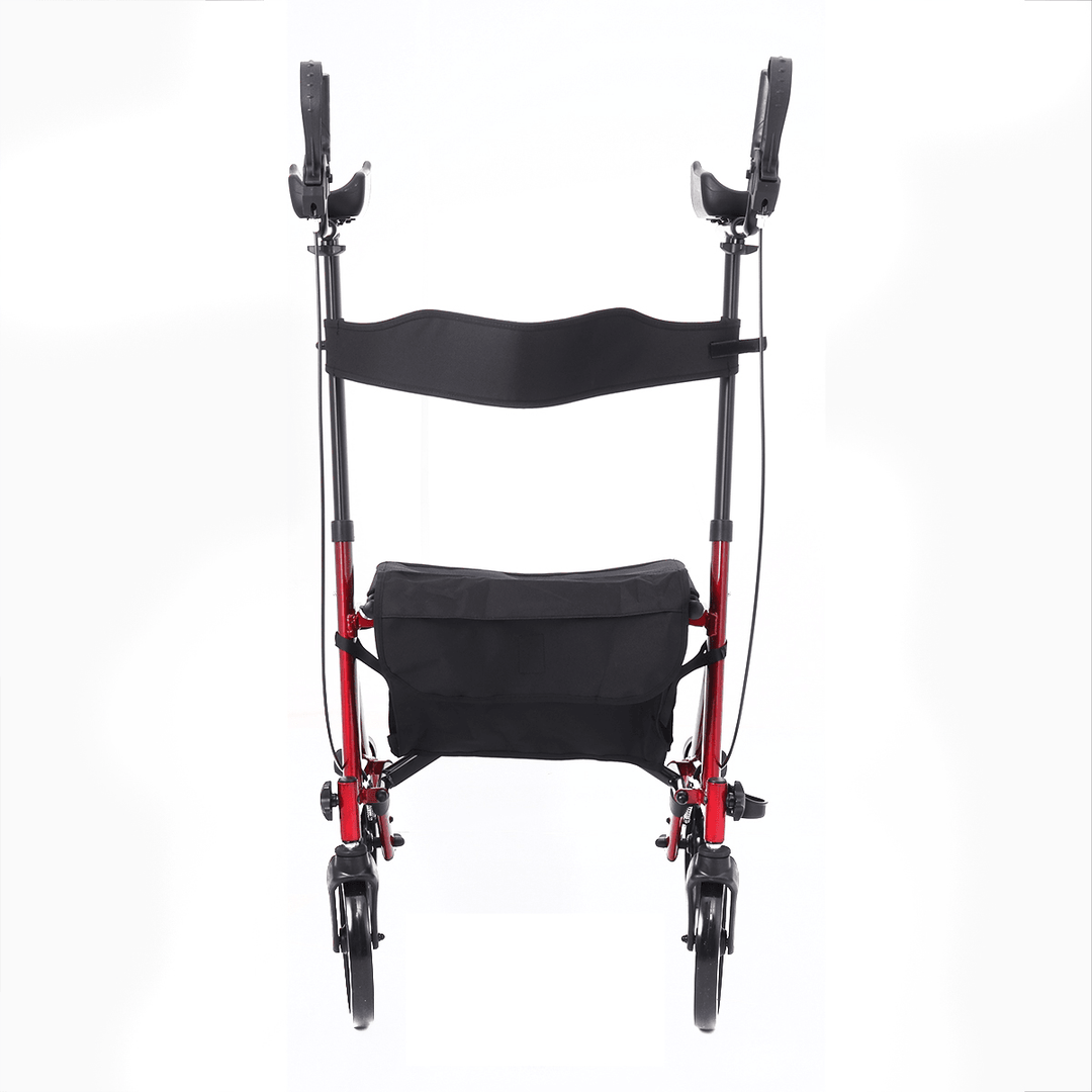 4 Wheel Seat Rolling Walker Chair Rollator Foldable Adjustable Elderly Aid Backrest