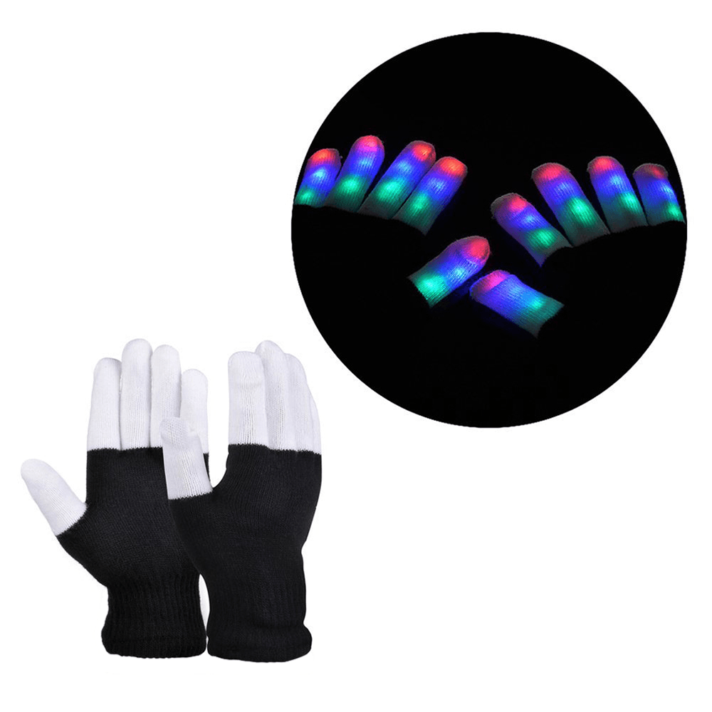 7 Mode LED Finger Lighting Flashing Glow Mittens Gloves Rave Light Festive Event Party Supplies