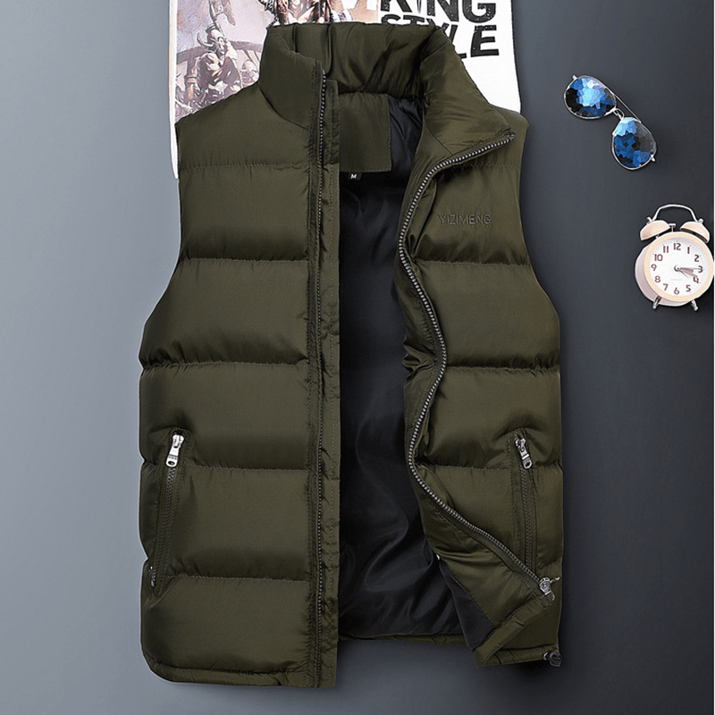 Mens down Cotton Padded Casual Thick Vest Coats