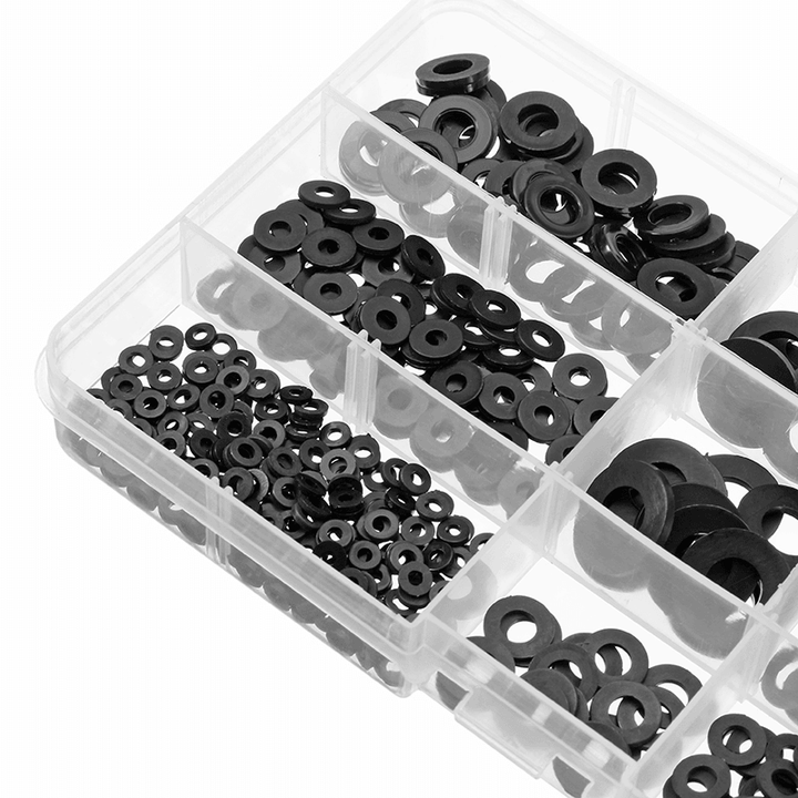 Suleve‚Ñ¢ MXNW1 500Pcs White Black Flat Nylon Washer Lock Washers Gasket Kit M2-M8