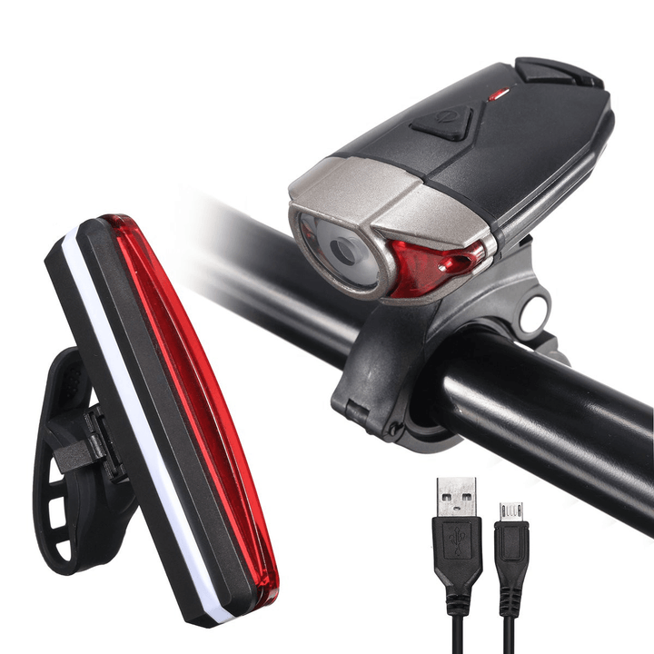 Bike Light Set Ultra Bright 3 Modes Front Headlight 5 Modes LED Tail Lamp USB Rechargeable for Electric Bike Scooter Motorcycle