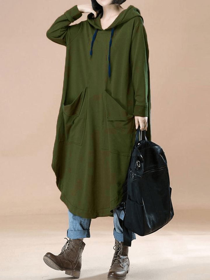 Women Solid Color Sweatshirts Dress