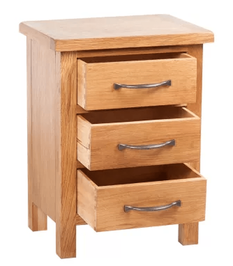 Solid Oak Wood Nightstand with 3 Storage Drawers Living Room Bedroom Stand Brown 15.7"X11.8"X21.3"