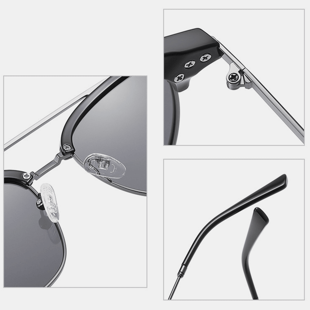 Men Super Light Oval Metal Full Frame Polarized UV Protection Sunglasses